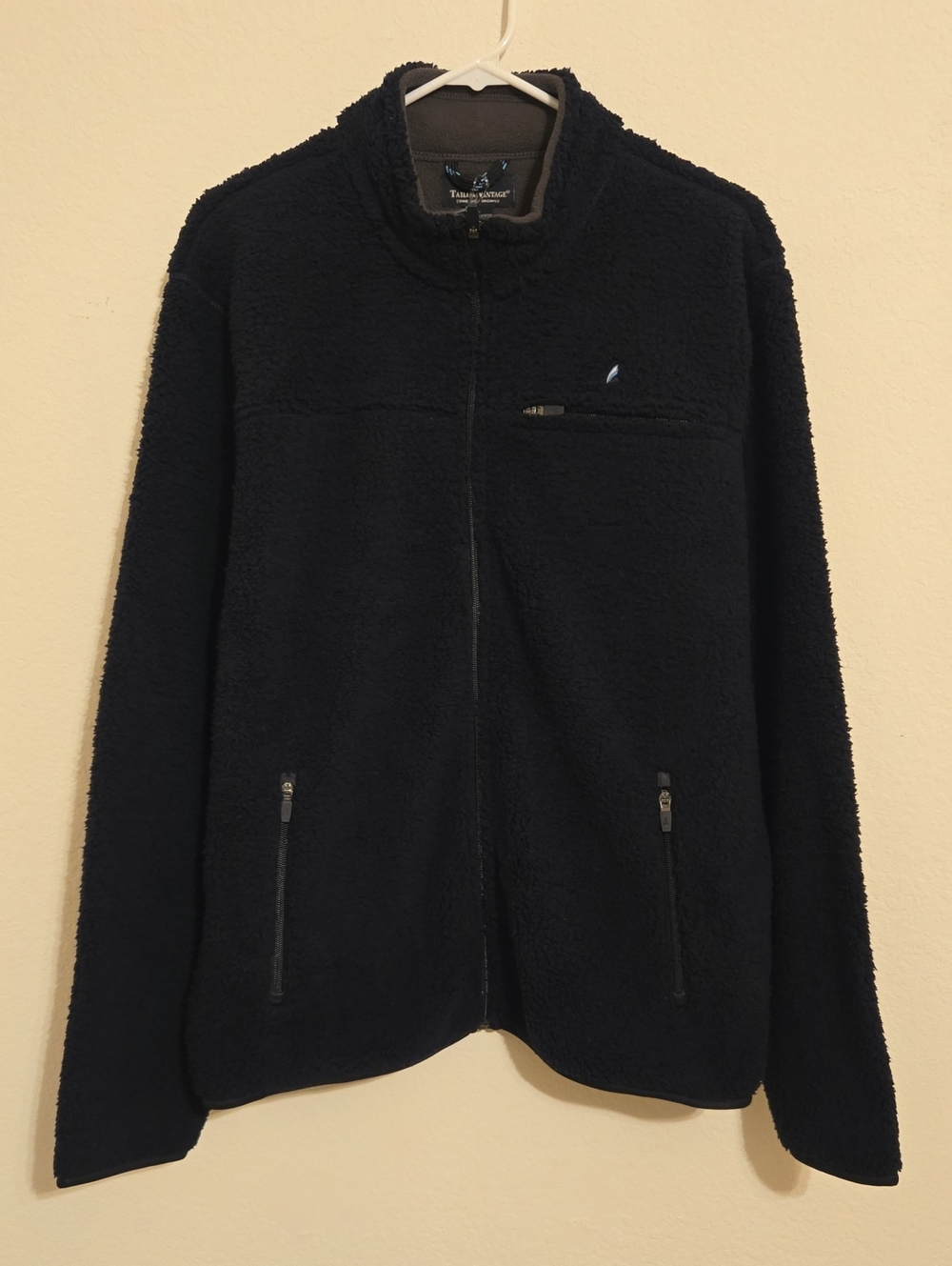 Tailor Vintage Navy Blue Sherpa Full-Zip Jacket - Large